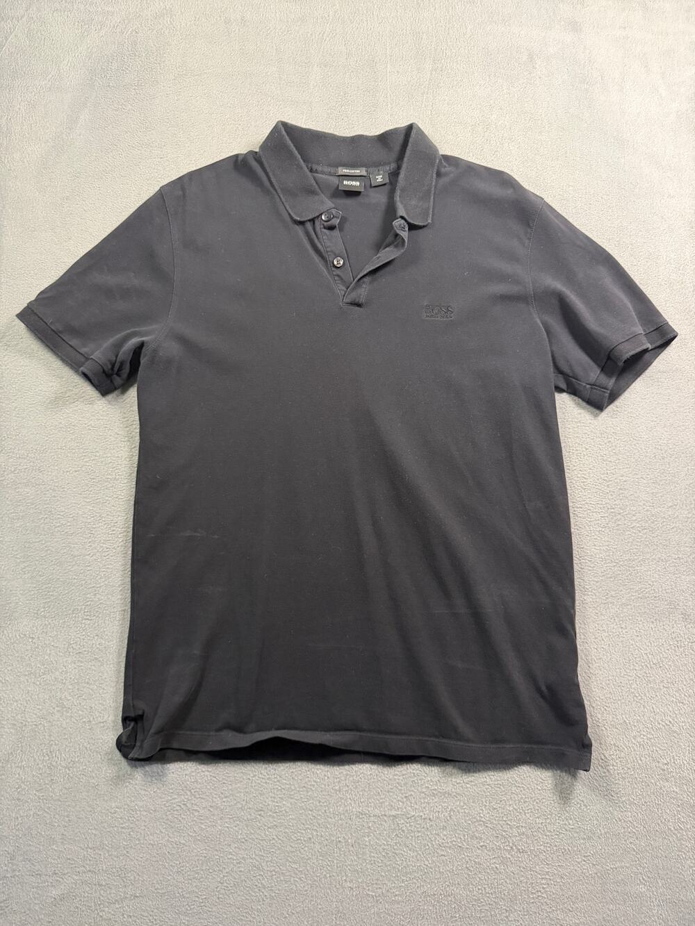 Hugo‎ Boss Polo Shirt Mens XL Black Short Sleeve Cotton Pique Designer Golf Top